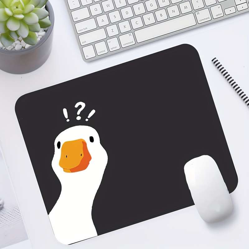 1pc Fun Duck Design Mouse Pad Non-Slip Stitched Edge Desk Mat for Office Home Perfe