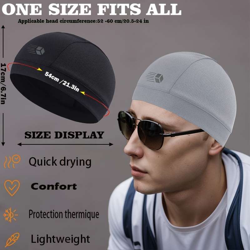 1pc Versatile Use Cooling Skull Cap Breathable Sweat-Wicking Beanie for Cycling Running Fits