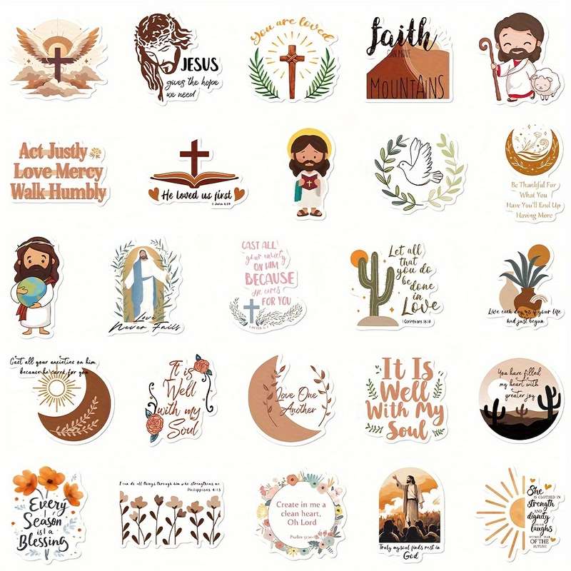 50pc 1set  Jesus Christian Themed Stickers