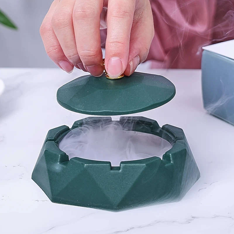 1pc Anti-Fall Ashtray With Lid Household Ashtray High-Looking Plastic Large Ashtray Hotel Ashtray Wi