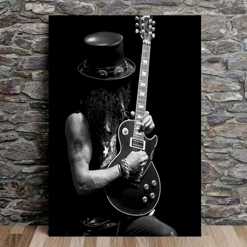 1pc 2D Flat  Frameless Stage Slash Guitars Vintage Music Canvas Poster Canvas Wall Art Bed
