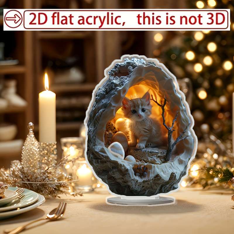 1pc 2D Flat  PC Bohemian Style Acrylic Persian Cat Ornament  Acrylic Not 3D Ideal for