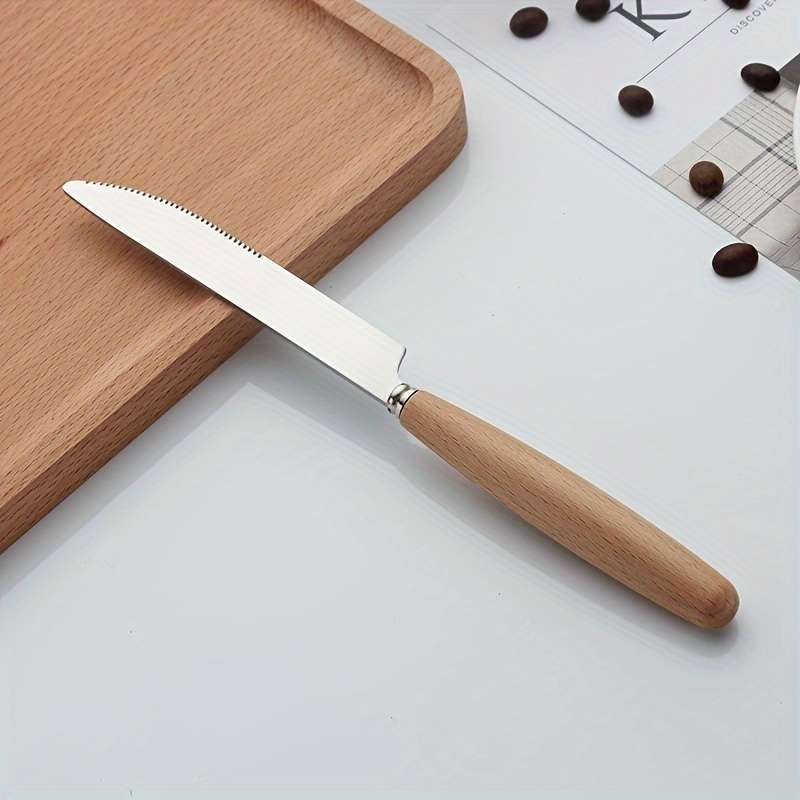 6pcs Stainless Steel Knife Set Beech Wood Handle Wooden Handle Cutlery Knife Steak Knife fo