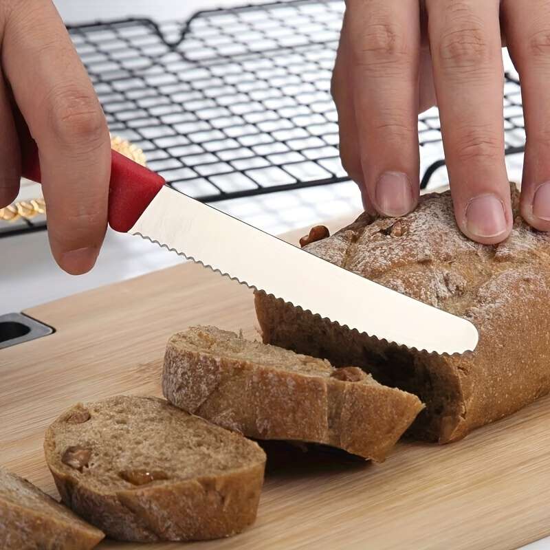 6pcs Vibrant Color Kitchen Knives Set Premium Stainless Steel Serrated Bread Tomato Cuttin