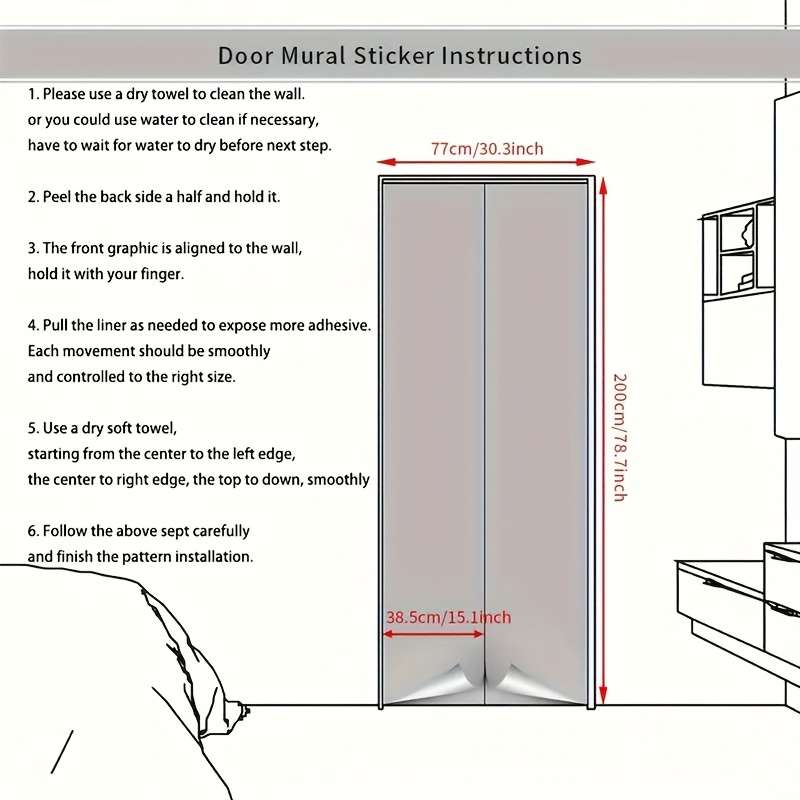 1Pc 77x200cm Door Window Sticker