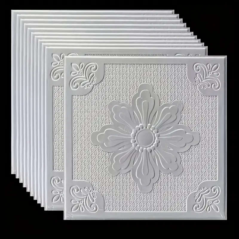 40pcs Elegant White 3D Floral and Geometric Pattern Wall Stickers