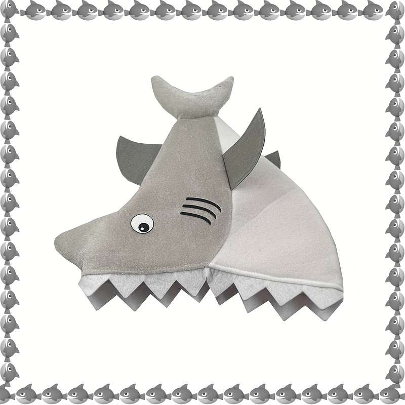 1pc Cozy Vibrant Plush Gray Shark Hat Cute Shark Hat Funny Party Animal Hat Fish Hat Nove