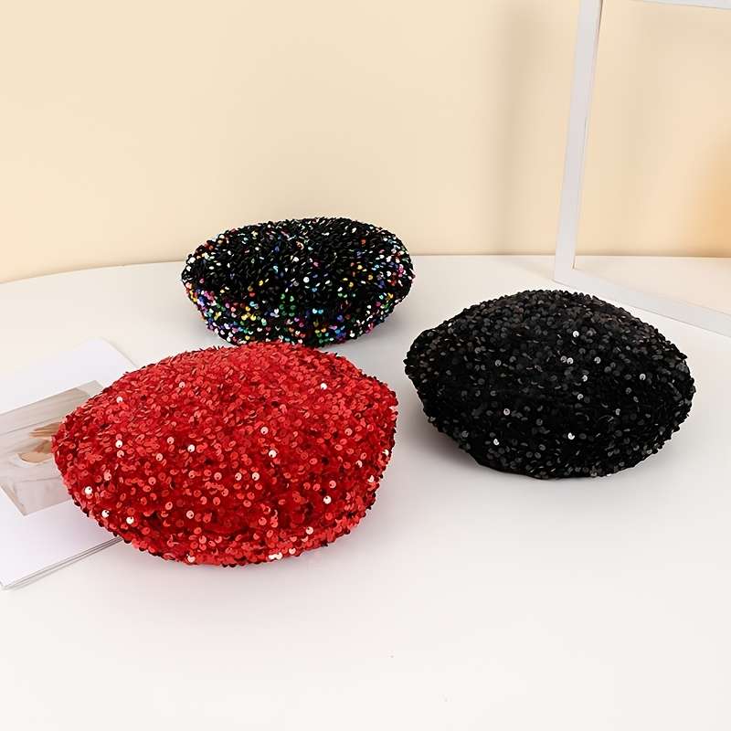 1pc Korean version of fashion canary glitter beret suitable for ladies stage performance outdoor co