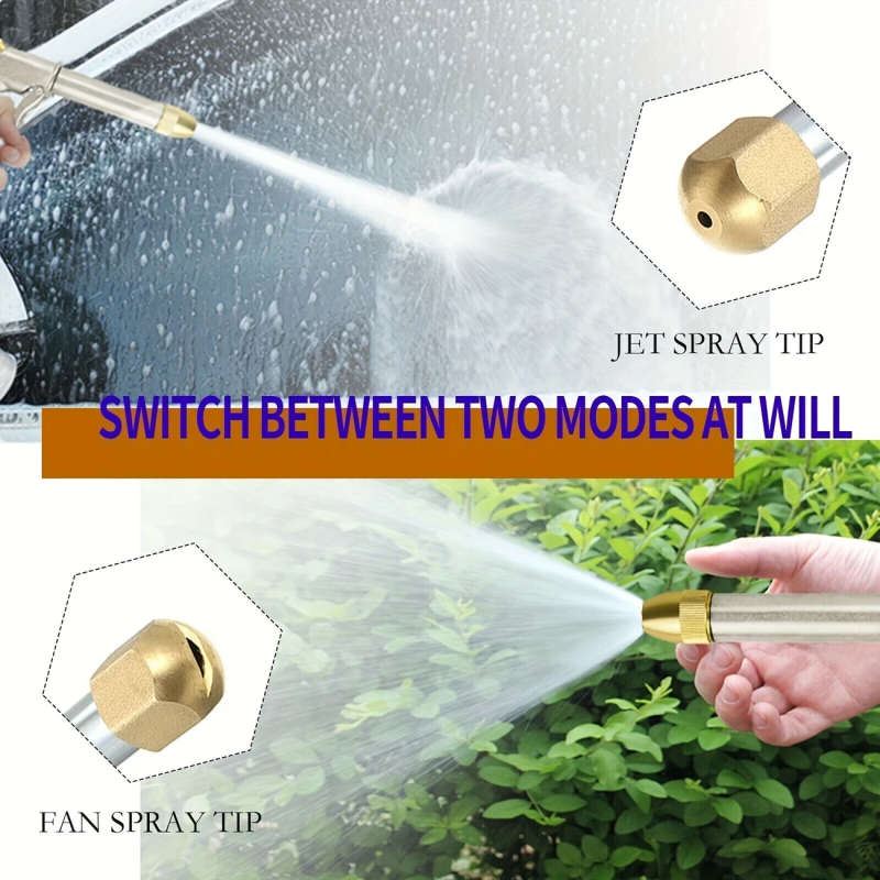 1pc High-Pressure Car Wash Water Gun with Long Aluminum Handle Adjustable Spray Nozzle for Efficient