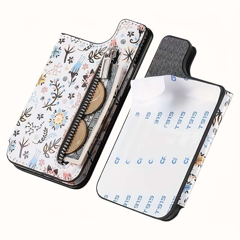 1pc Stylish Floral Mobile Phone Wallet with Zipper Coin Purse And Card Slots Your Basic Phone