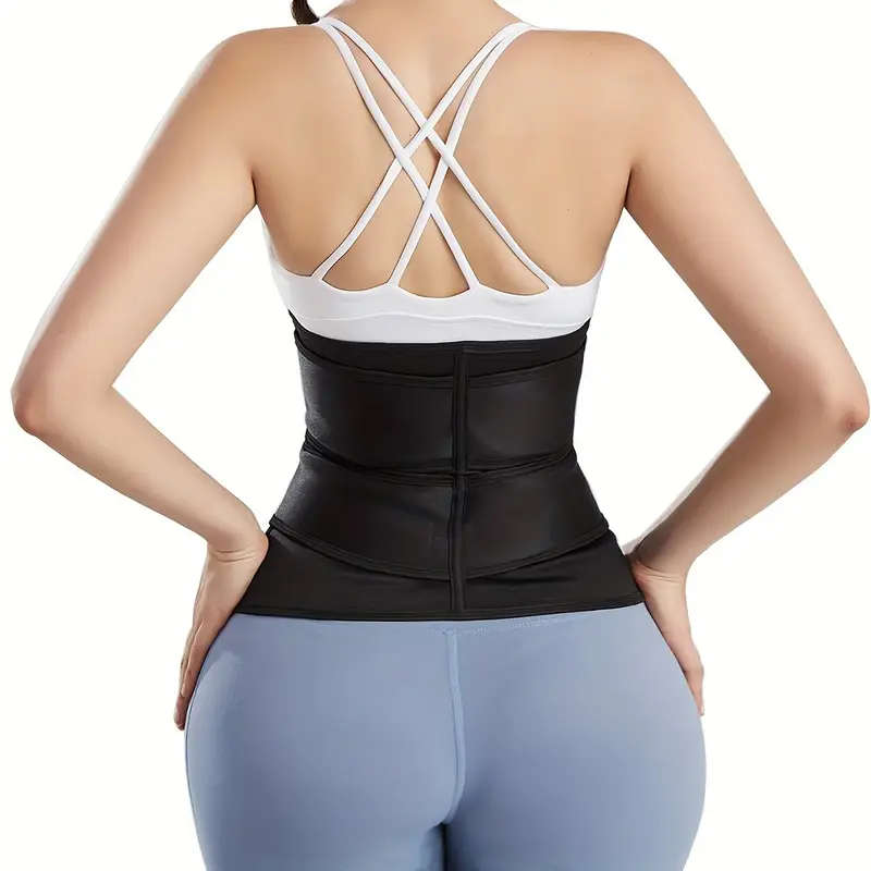 1pc Zipper Waist Trimmer With Double Belt, Waist Trainer, Hook & Loop Fastener Compression Cincher,
