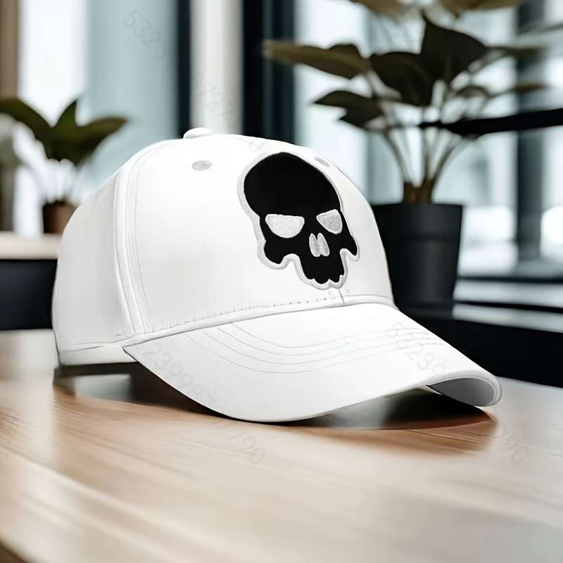 1pc Unisex Golf Baseball Cap 100% Polyester Breathable Adjustable Fit with Embroidered Skull De