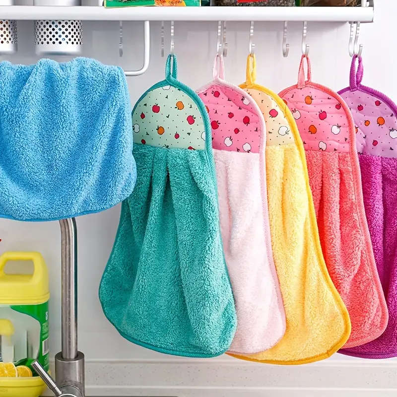 1pc Ultra-Absorbent Quick-Dry Kitchen Bathroom Hand Towel Lightweight Cartoon-Themed Round Nylon Mic