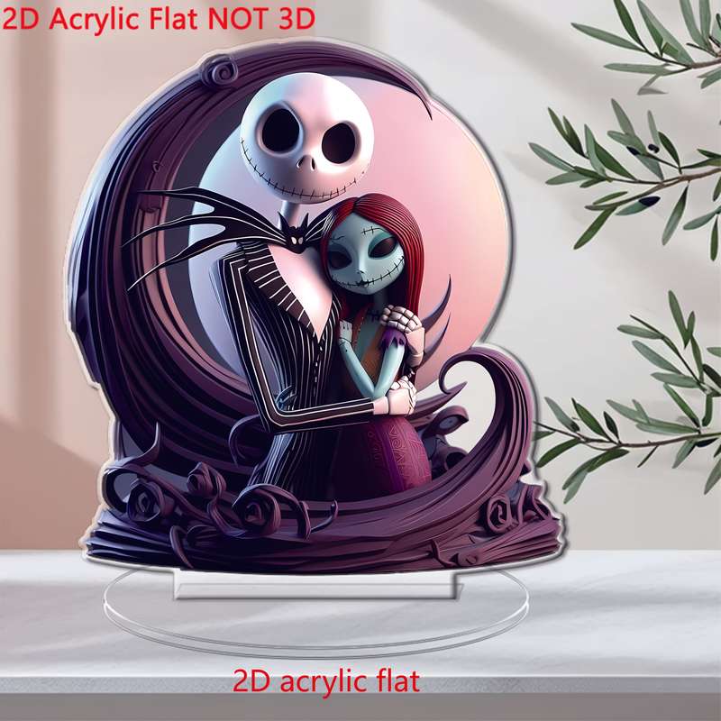 1pc 2D Flat   Disney Jack and Sally Pumpkin King  Acrylic Desktop Ornaments Valentine's D