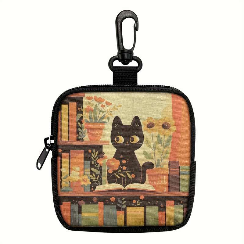 1pc Cute Cat Keychain Coin Purse with Zipper Pocket Multifunctional Hanging Storage Wallet Machin
