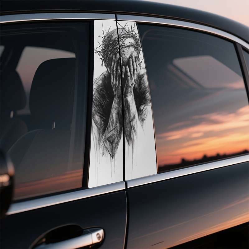 2PCS Set Left And Right Jesus Christian Themed Stickers