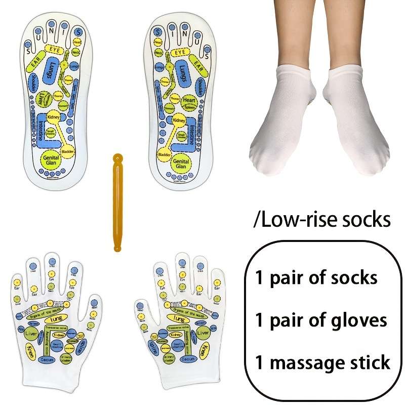 1 Pair Of Short Massage Socks Of Gloves And 1 Massage Stick  Socks