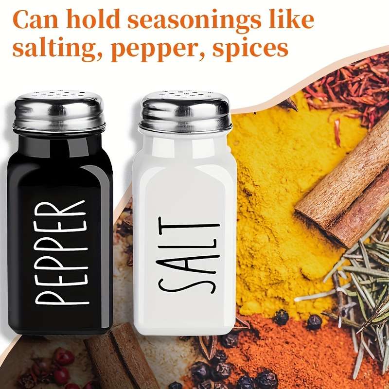 2pcs Salt And Pepper Shakers Set Glass Spice Shaker With Stainless Steel Lid Salt And Pepper