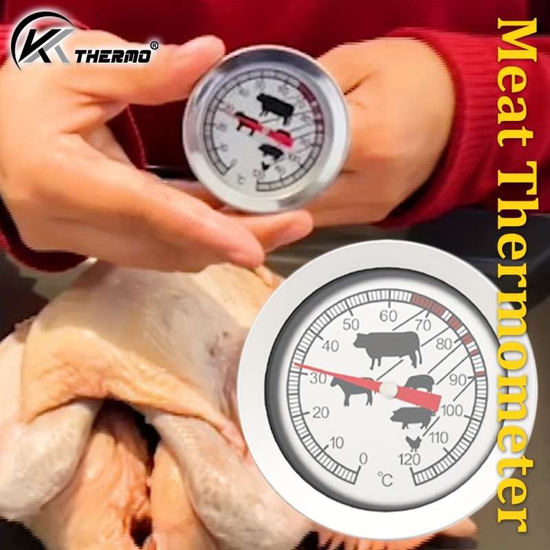 1pc Stainless Steel Instant Read Thermometer for BBQ Kitchen Dual Celsius Fahrenheit Display P