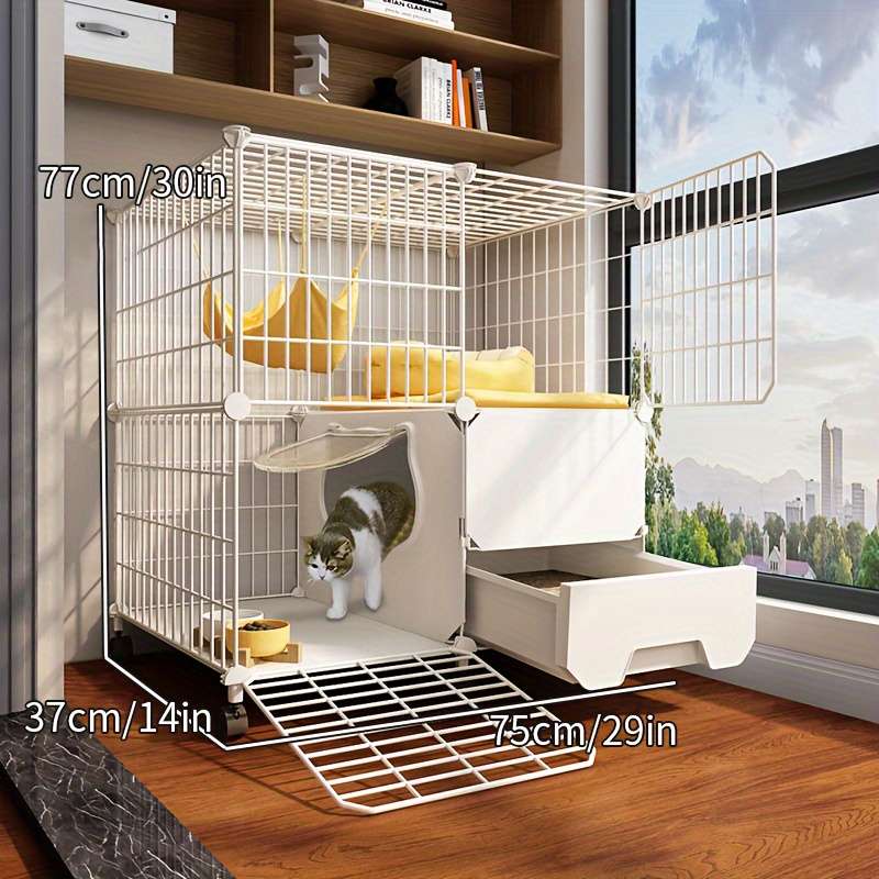 1pc 2-row external litter box Pet Cage