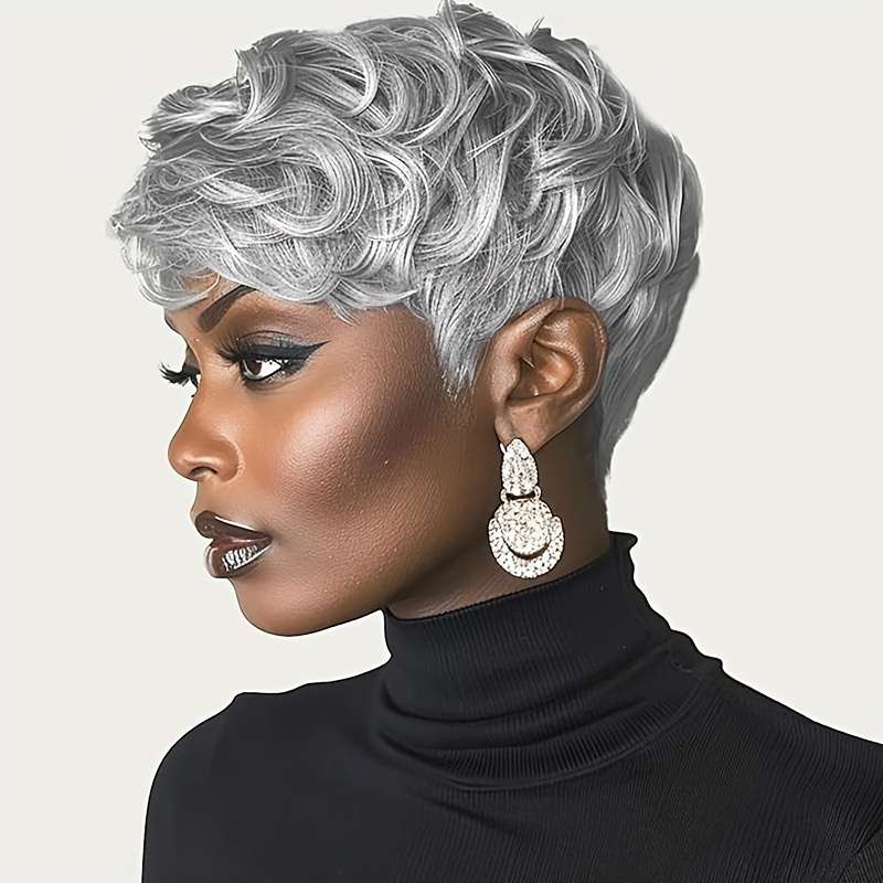 1Pc Xc108Silvery Gray 15.24cm Fashion Design Wig