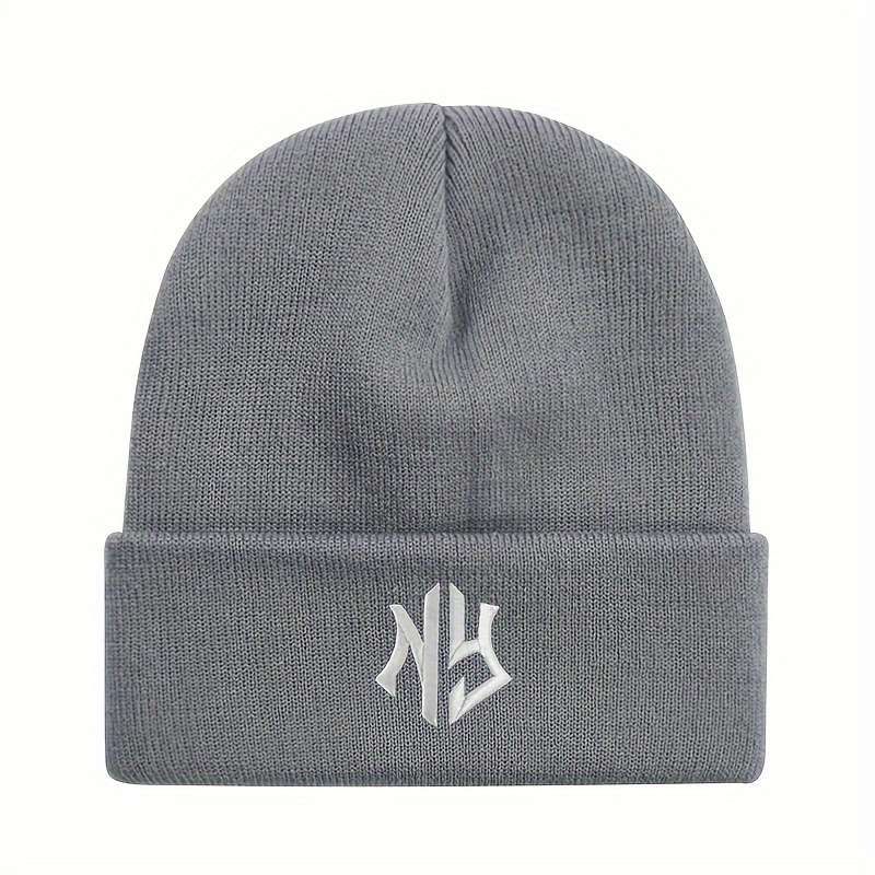 1pc Unisex Embroidered Letter Acrylic Knit Beanie Casual Style 100% Acrylic Warm Skull Cap for