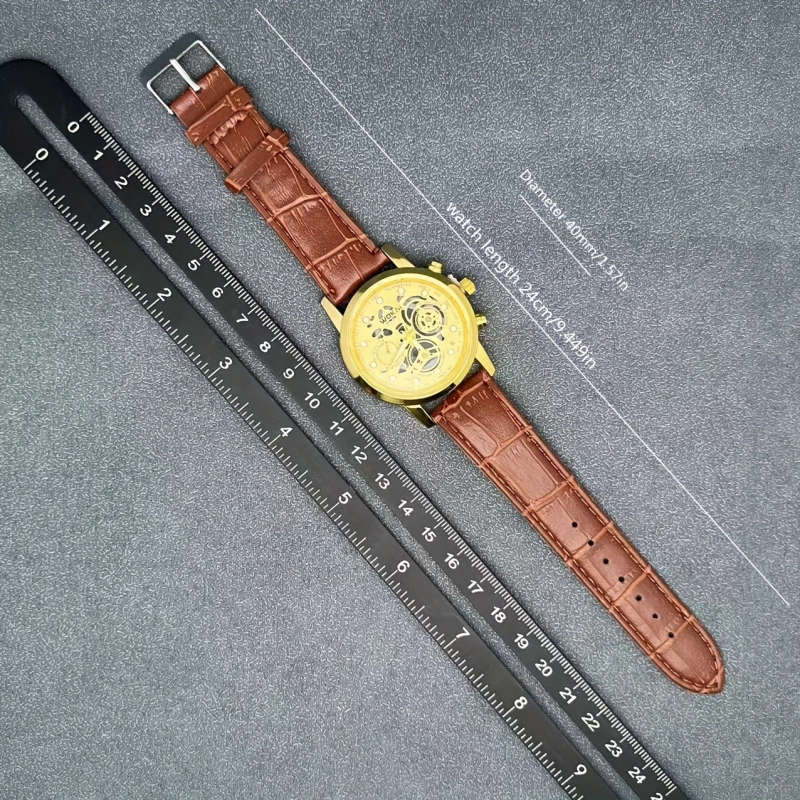 1pc Fashionable Golden Gear Belt Watch Color sent randomly