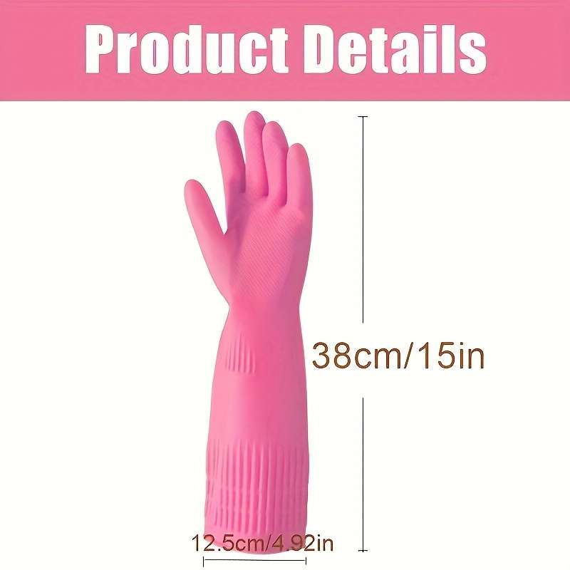 2 Pairs Pink Size  M Household Cleaning Gloves