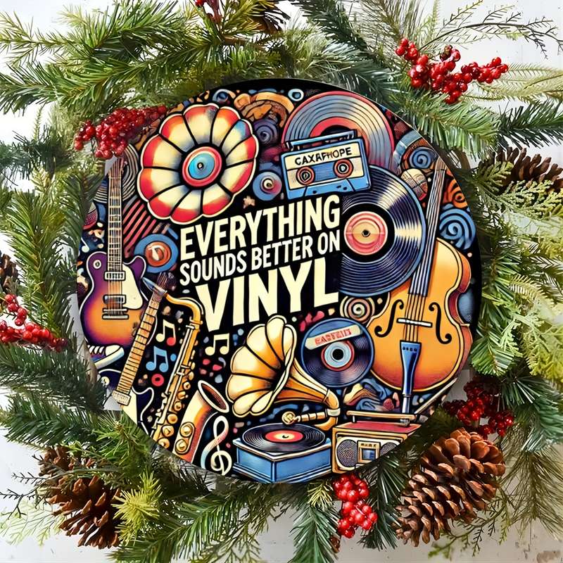 1pc  Vinyl Record Art Metal Sign 2D Music Festival Theme Round Decorative Plaque Easy to Hang