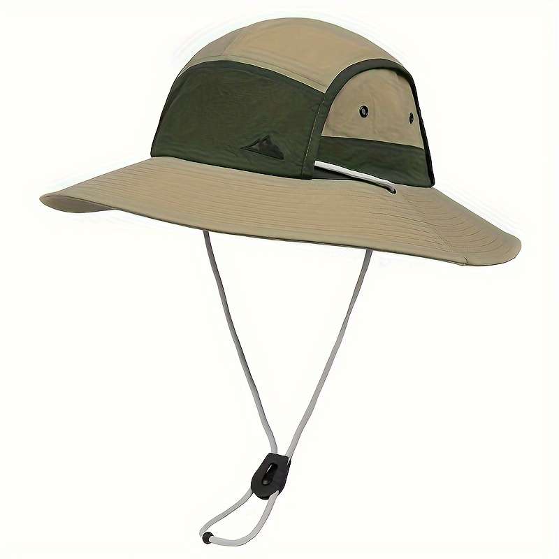 1pc Breathable Quick-Dry Sun Hat with Wide Brim UV Protection Color Block Design for Outdoor Hiki