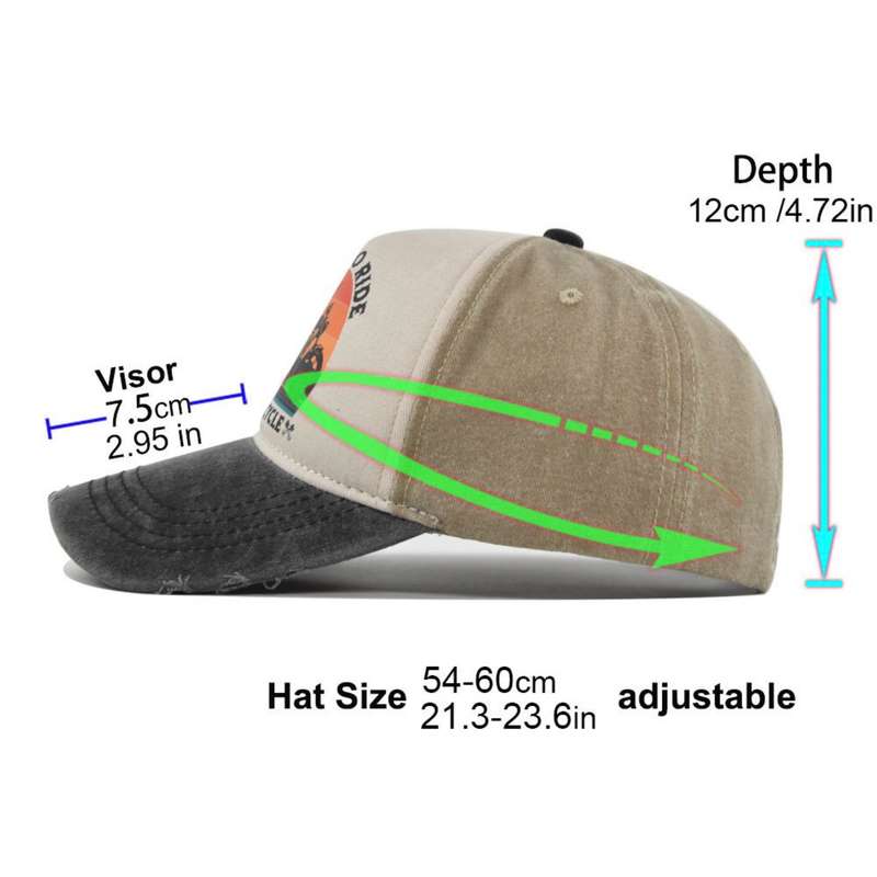1pc Vintage Motorcycle Print Baseball Cap Distressed Trucker Hat for Men BORN to RIDE MOTORCYCL