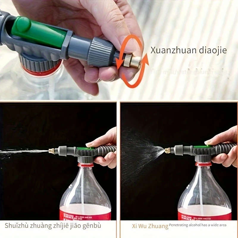 1Pc Handheld Manual Spray Gun Adjustable Nozzle Reusable Plastic Bottle