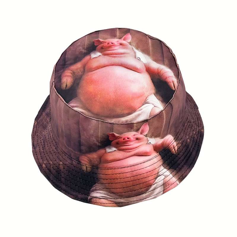 1pc A Quirky Pig-Patterned Lightweight Fisherman'S Hat for Men And Women Perfect for Outdoor Stree