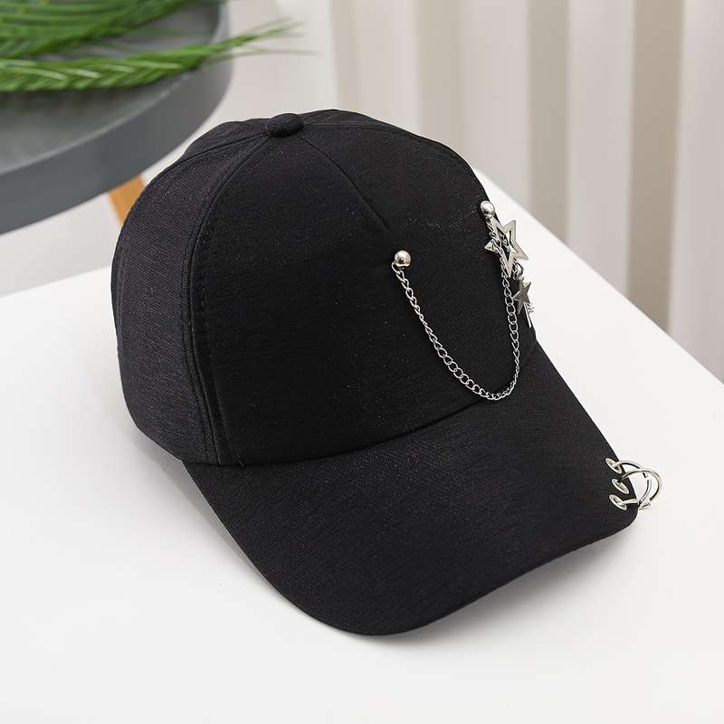 1pc Women's Baseball Cap With Star Pendant Casual Adjustable Sun Hat With Chain Accents Versatile