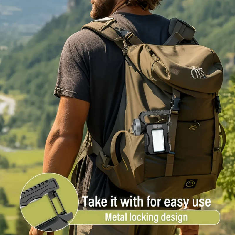 1pc Rechargeable LED Searchlight Portable Flashlight With Metal Locking Clip Handheld Spotlight And