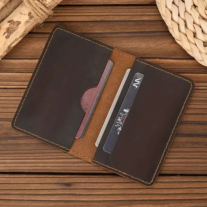 Genuine Leather Men Slim Wallet, Handmade
