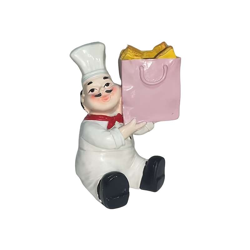 1pc Chef Toothpick Holder Pink Bag-Shaped Kitchen Decor ABS Resin Cute Cartoon Chef Figurine