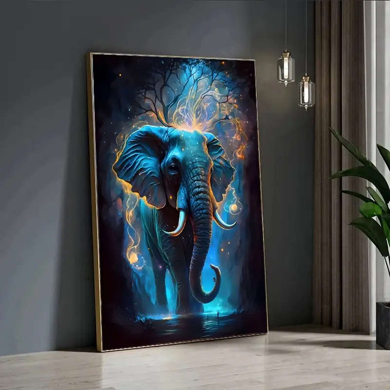 1pc Modern Abstract Elephant Print Canvas Art Frameless Wall Poster 31.49x47.24in 80cmx120cm for Liv