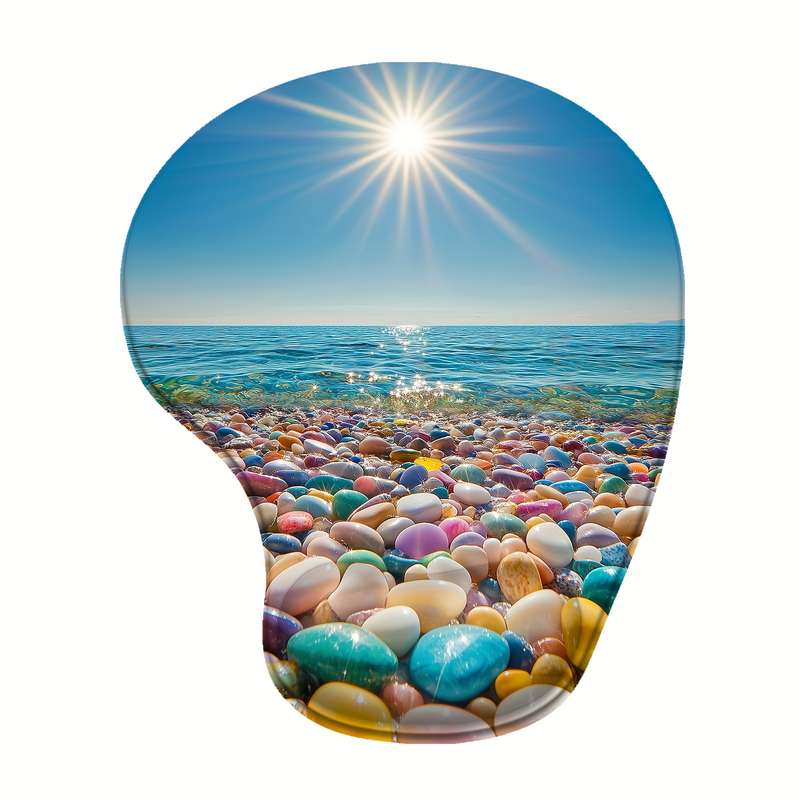 1pc This ergonomic mouse pad inspired by pebble-strewn beaches and sunny beaches has a