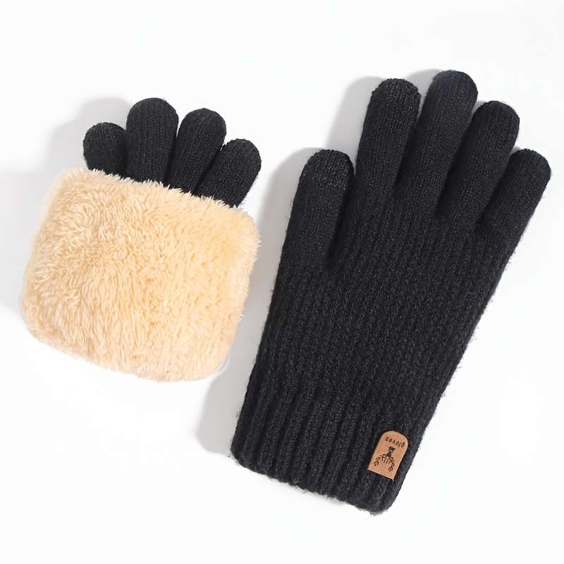 1 Pair Beige Color Warm Gloves