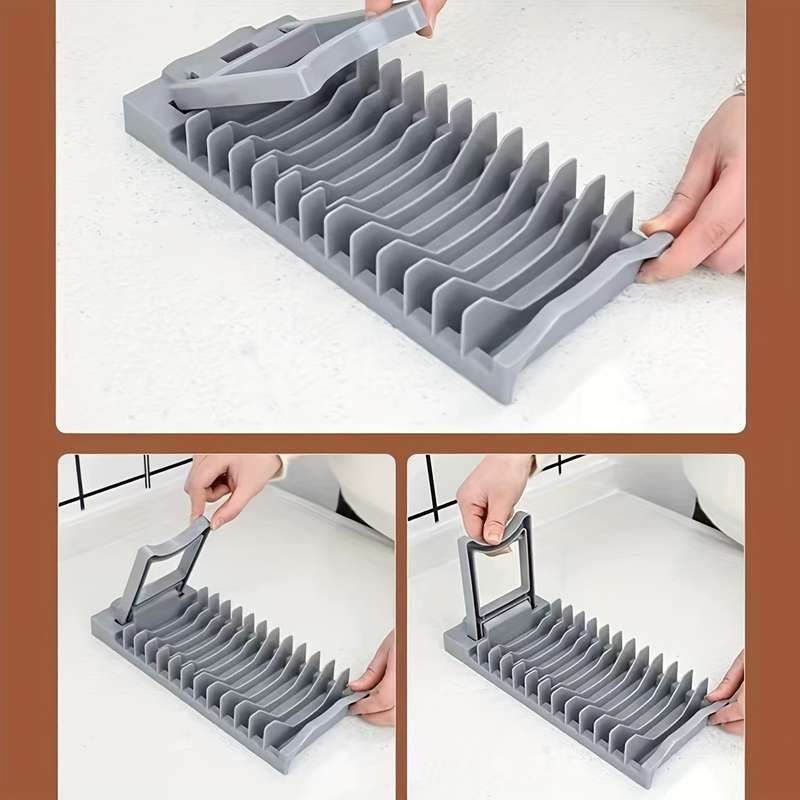 1pc Foldable Dish Rack   Space-Saving Plastic Kitchen Organizer for Countertops and Cabinets   Mult