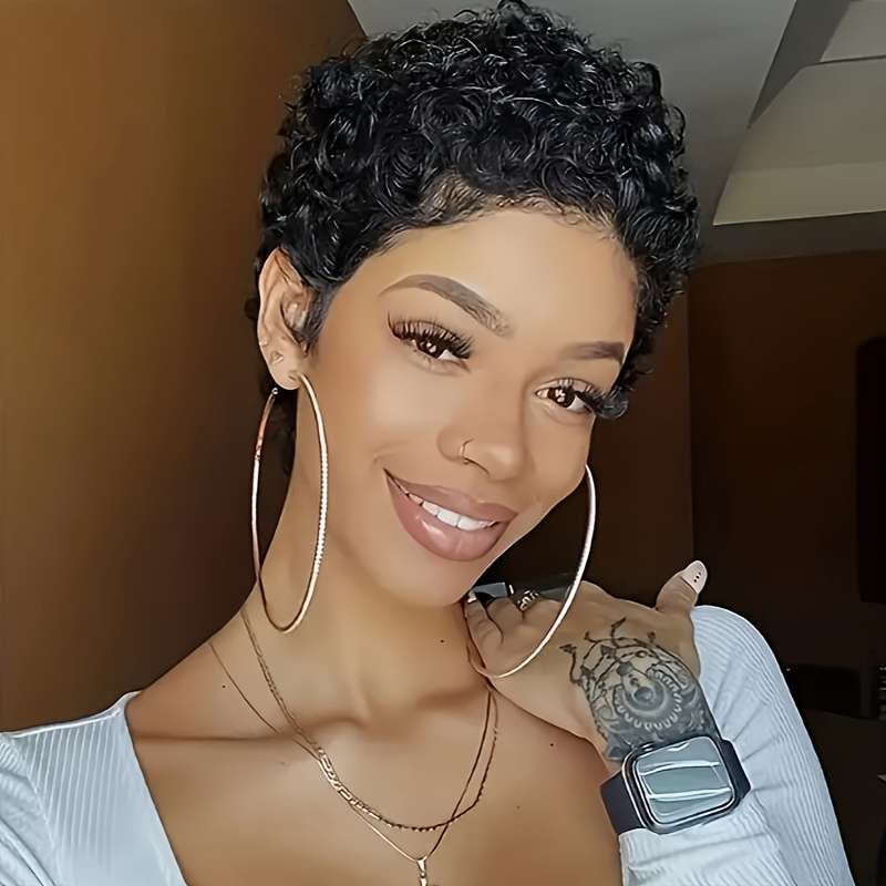 1Pc Black 20.32cm Fashion Design Wig
