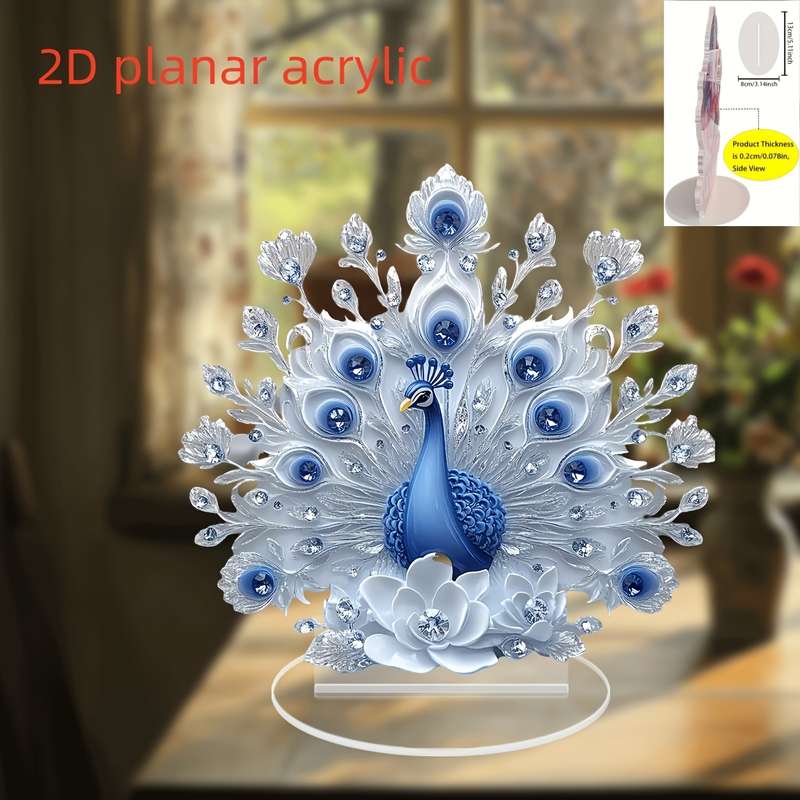 1pc 2D Flat    Acrylic Crystal PeaRooster Acrylic Desktop Decoration  PrintSmall O