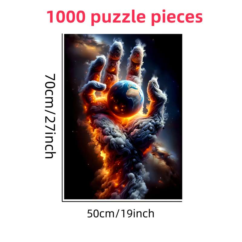 1000pcs Earth in Hand Puzzle Challenging DIY Brain Teaser Vibrant Space-Themed Des