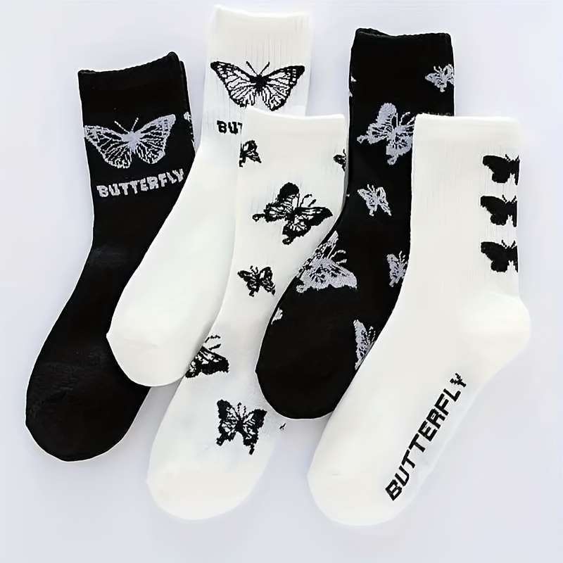 5 Pairs Mixed Color One Size High Elastic Socks