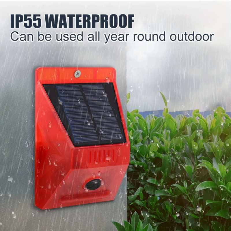 1pc Solar Alarm with Remote Control 129dB Outdoor Security Siren Motion Sensor Detector IP55 Night-O