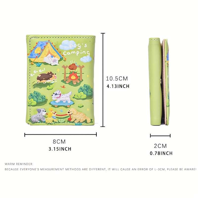 1pc Casual Faux Leather Trifold Wallet for Women Cute Cartoon Print Multiple Card Slots Coin Pur