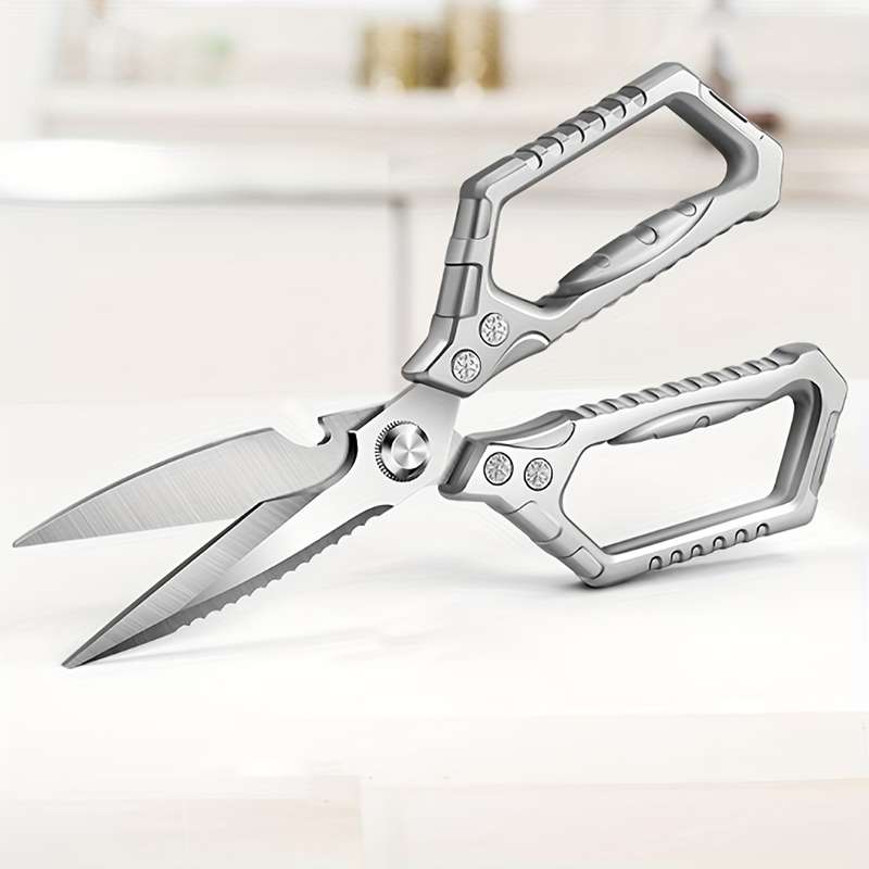 1pc Heavy-Duty Stainless Steel Kitchen Scissors Multi-Purpose Meat Bone Cutting Sharp Du