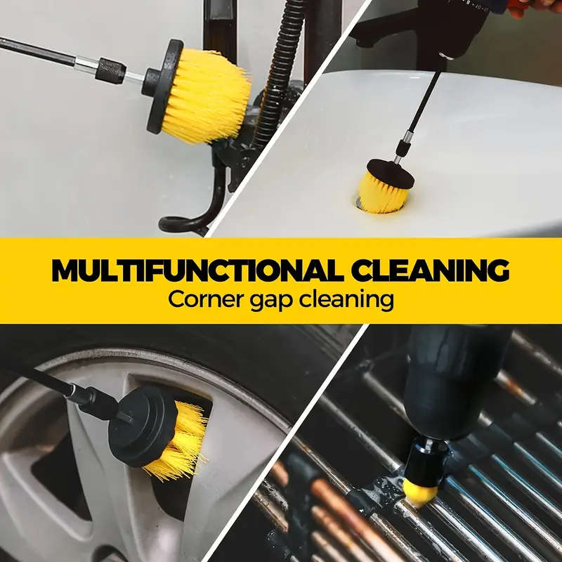 4pcs Electric Drill Brush Set with Extension Rod