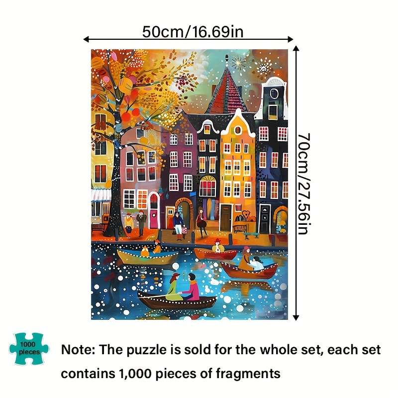 1000pcs Dutch Canal Scene Jigsaw Puzzle Charming Giant Puzzle for Adults Durable T